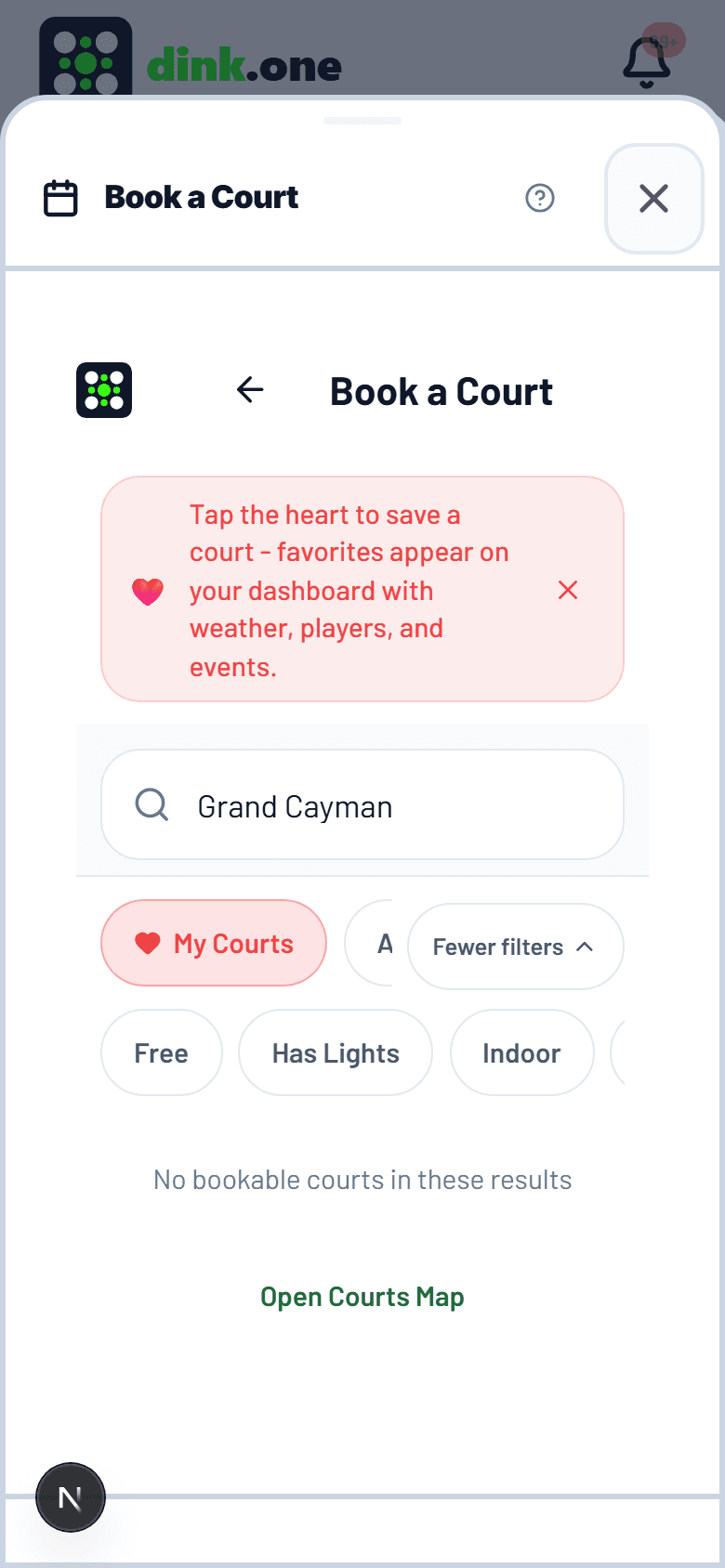 Finding and booking somewhere to play (demo account)